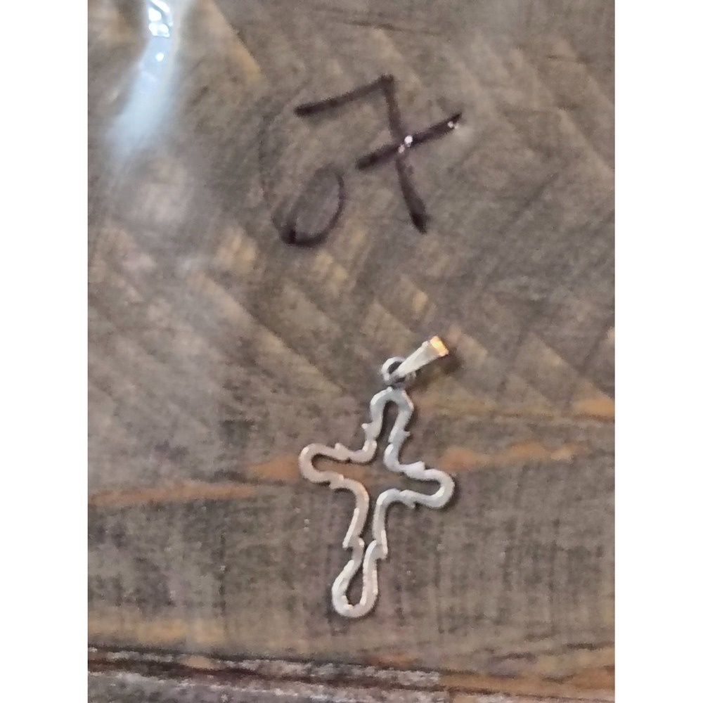 Silver 925 Openwork Outline Cross Pendant Charm Religious Jewelry Unisex